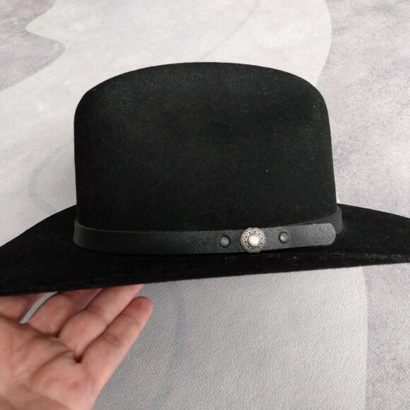 Vintage Black Cowboy Hat Size Medium Smithbilt Keleher Saddlery Western Wear - Picture 6 of 10